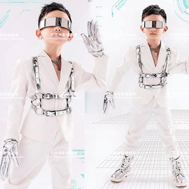 未来科技感儿童演出服潮童走秀元宇宙创意主题服装舞台表演比赛酷