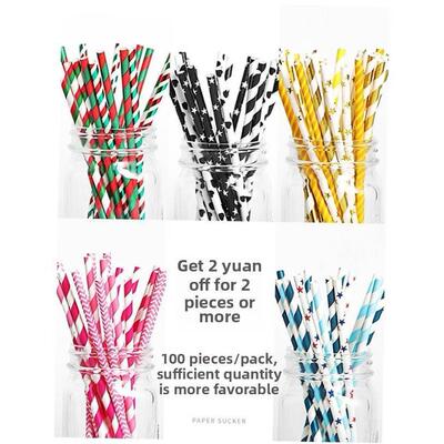 100pcs/Set Black Cocktail Straws Black Plastic Straw For Bir