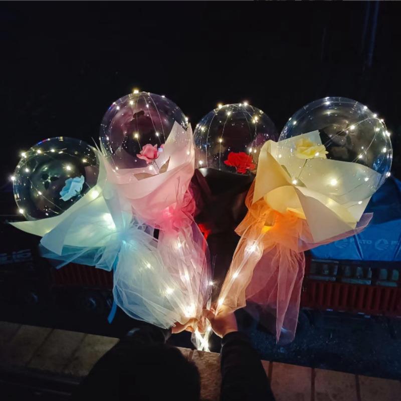 新款直销网红波波球花束夜市摆摊地推发光材料包520情人节玫瑰 气图片