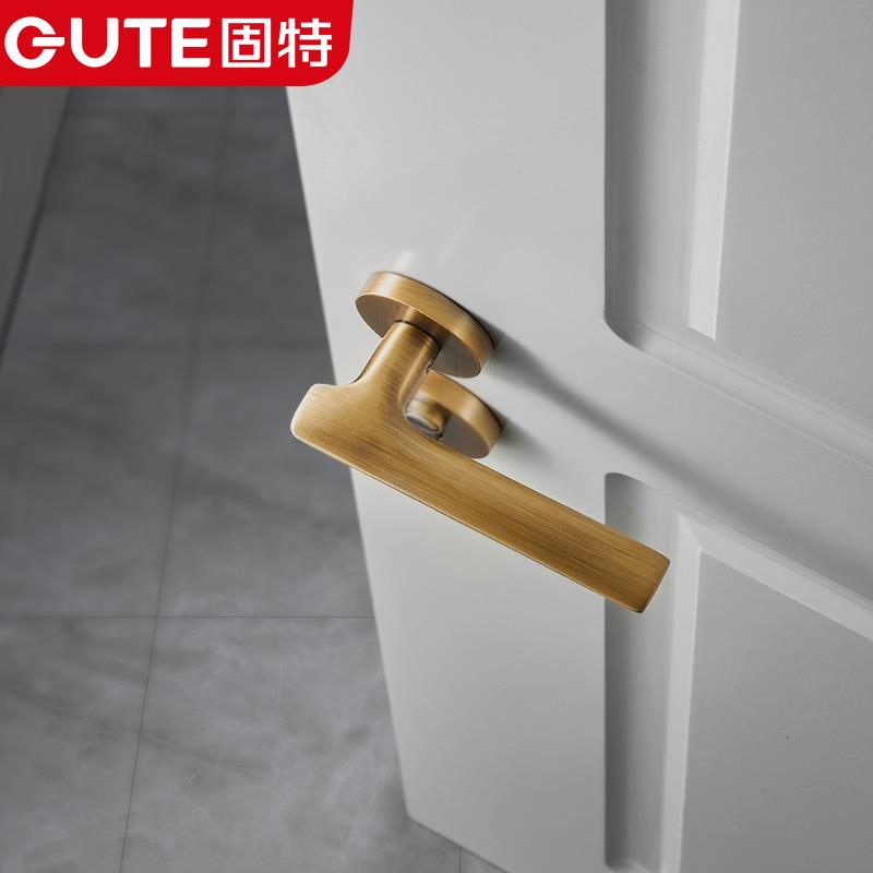 黄铜室内静门锁房间木门把手卧室式家用音房门两件锁用通型锁具