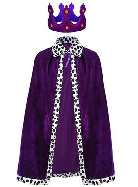 Adult Kids Cape King Prince Cosplay Costume Crown Shawl Pare