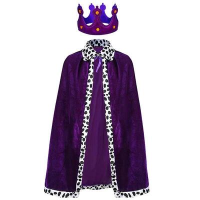 Adult Kids Cape King Prince Cosplay Costume Crown Shawl Pare