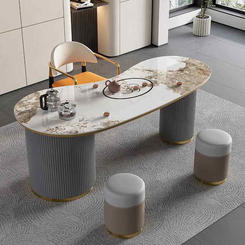 I1.2/1.茶4/1.6茶/1.8米轻奢岩ERY板桌家用办公弧型茶台2几阳台泡