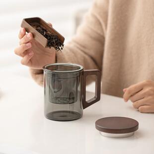 清灵泡茶杯简约家用玻璃杯个人杯带盖水杯办公杯马克杯过滤茶水杯