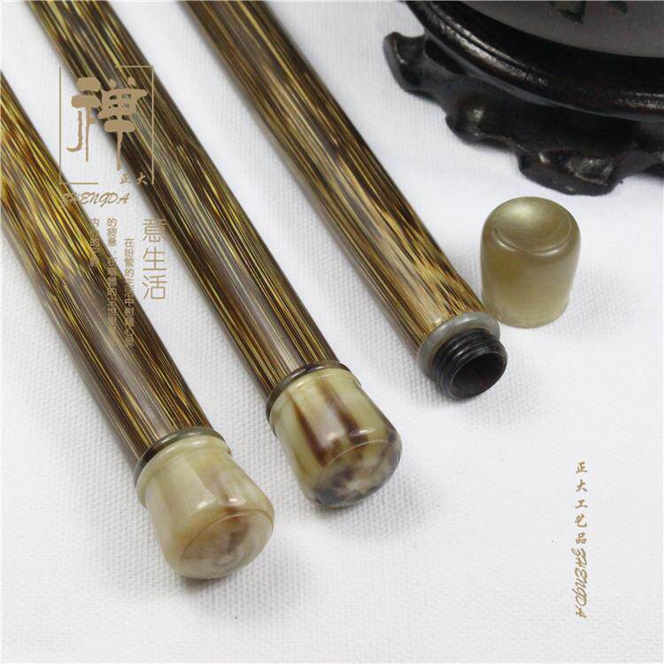 正大天然老金丝竹长款镶花牛角螺口线香盒线香筒卧香管竹制工艺品