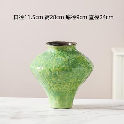 新款景客德饰镇陶瓷花瓶家居高端装覆饰品厅干花手工花器Wabi-Sab