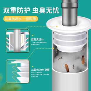防臭密封塞磁吸厨房管道堵口器排水管硅胶防溢水下水管防返臭神器