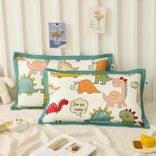 儿童枕头3到6岁枕芯套贡缎全棉枕套套新品小长绒棉拼支支边小拼