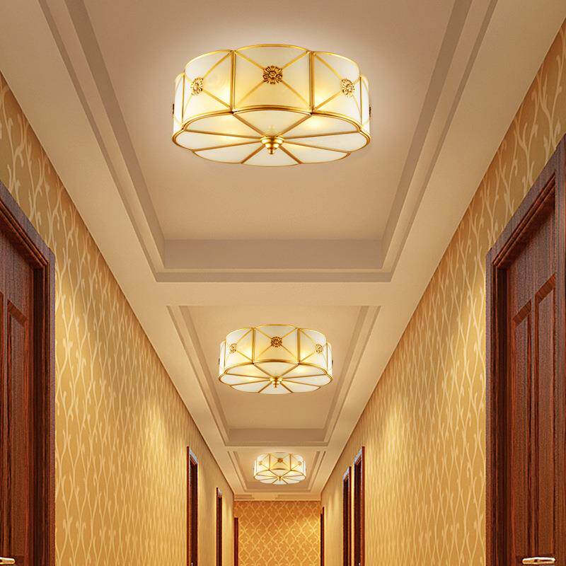 吸顶灯美式全铜LED客厅书房卧室灯欧式过道阳台楼梯别墅护眼超亮