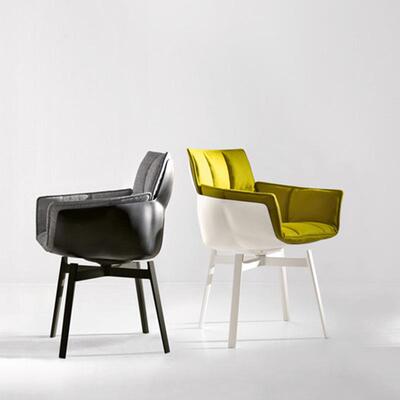 设计师轻奢可稻壳餐HC-01椅式极简休闲带扶手椅子用旋转家书意桌