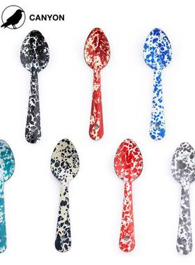 现货美国Crow Canyon Home搪瓷琺瑯复古勺子咖啡勺甜品酸奶勺汤勺