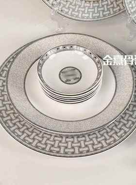 欧式高档灰色马2件套餐具车Z1204汤碗米饭碗汤勺西餐拉盘家用送礼