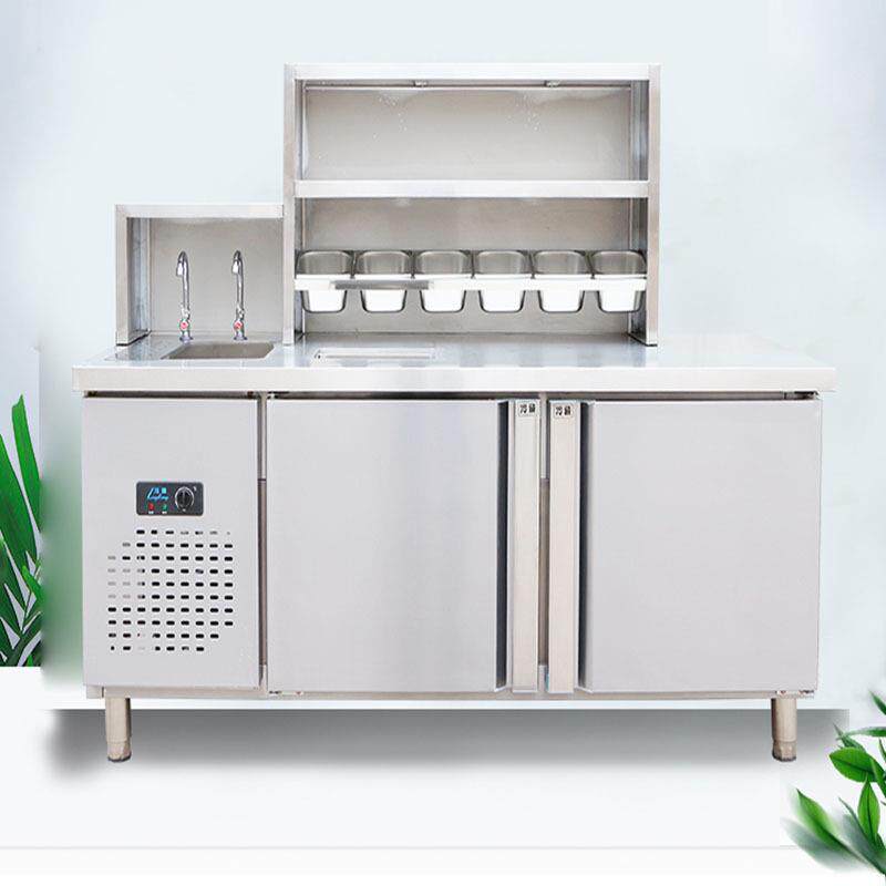 奶茶店设备商用冷藏操作台架子工作台冰柜饮品店奶茶机商用水吧台