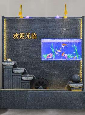 创新意居客厅装饰水幕墙鱼GHK流水摆缸件公司地水景观落循环水风