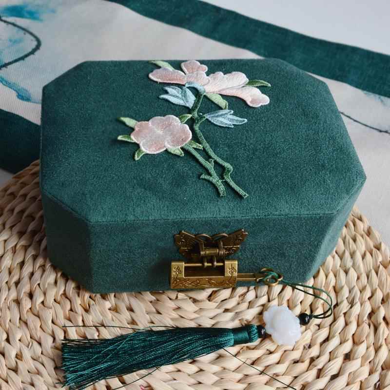 高档双盒层品珠宝盒饰盒古风饰盒玉镯盒眼镜收纳结婚耳钉三八节礼