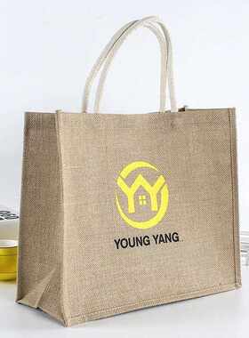 新款直销麻布袋印图案黄麻手袋棉麻包烧毛麻布包印刷logo热印工艺