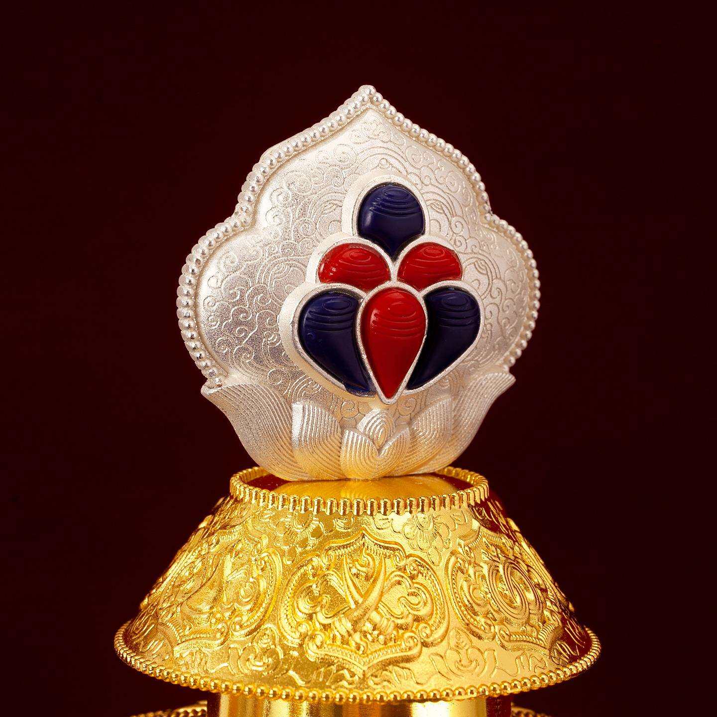 装藏宝瓶财神铜合金摆件格桑花藏式密宗供奉八吉祥摩尼宝龙王地藏