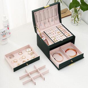 storage Three jewelry leather box三层皮革首饰收纳箱 layer