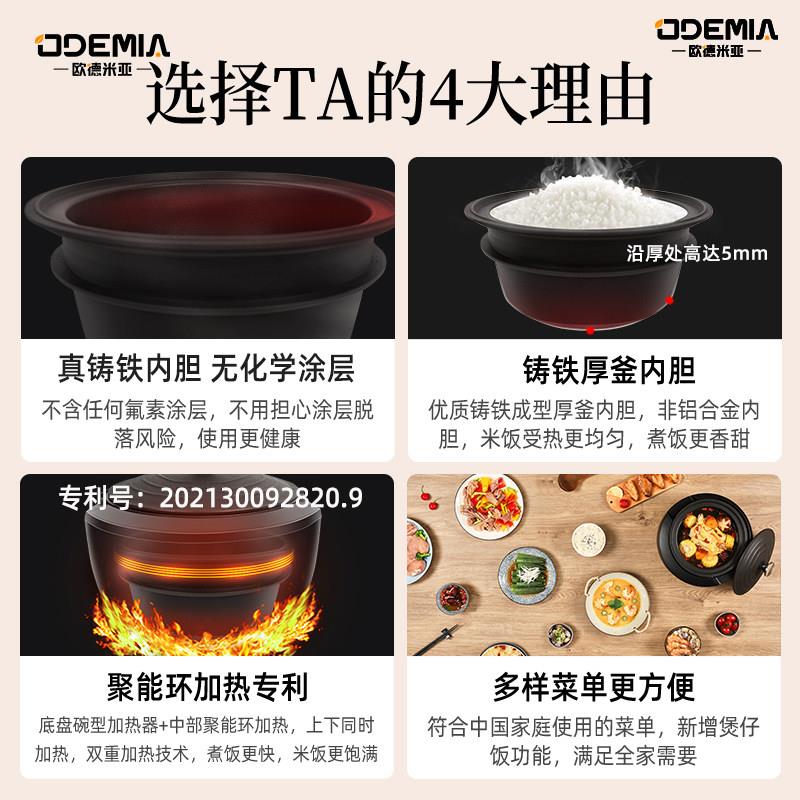 欧德米亚 0D301欧德智米亚铸铁锅电饭锅用迷你家-4人5-26无涂层能