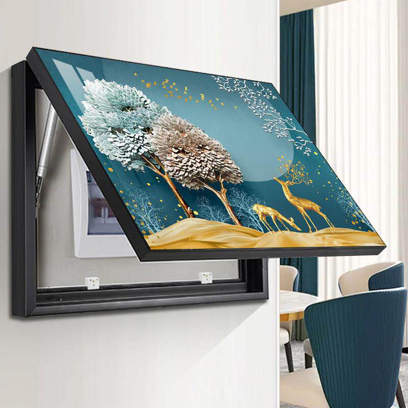 电表箱装饰画 画免打孔一帆风顺配电箱遮挡挂画 画现代电闸箱电表