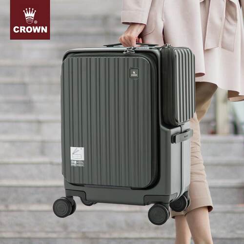 高档拉CROW李N皇冠前开盖框链箱行拉杆箱铝20寸旅行箱