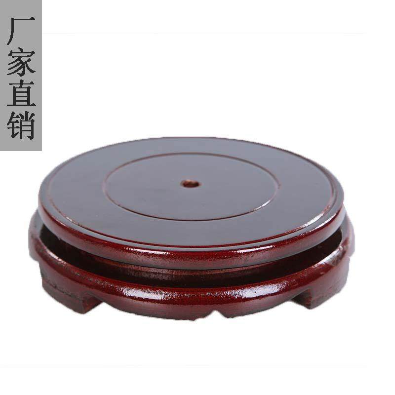 花盆底座旋转实木葫芦摆件奇石鱼缸花瓶垫底转盘圆形木质托架托盘