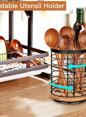 Utensil Holder Kitchen Counter Spatula Organizer Rotating