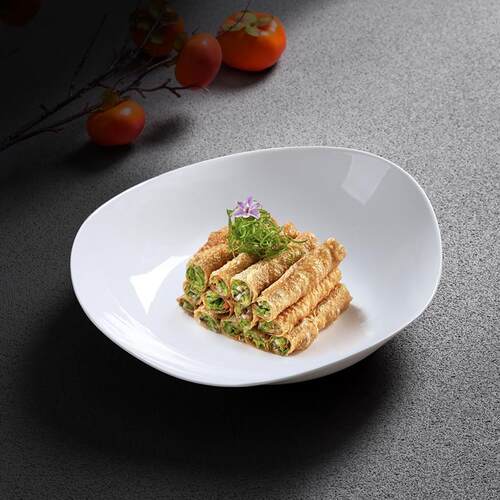中式陶瓷异形酒店专用冷菜盘子饭店炒菜盘蔬菜碗高级感创意餐具
