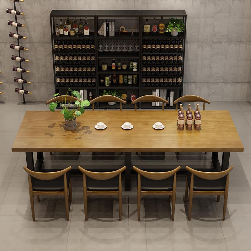 工业风实木大板桌酒庄品酒桌简约大长条餐桌现代办公会议桌椅组合