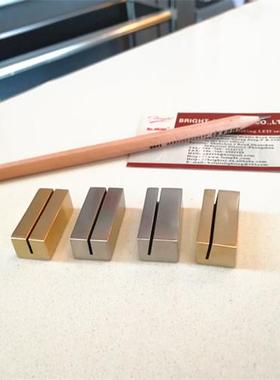 铜之梦 黄铜/不锈钢复古名片座 卡片照片支架 咖啡蛋糕价格牌底座