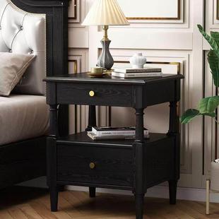 白蜡木全实木美式法式覆古中古风卧室客厅收纳储物家用整装床头柜