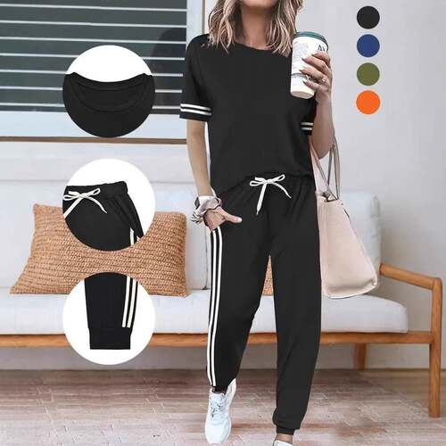Women's Fashion New Round Neck Solid Color Patchwork Fitted