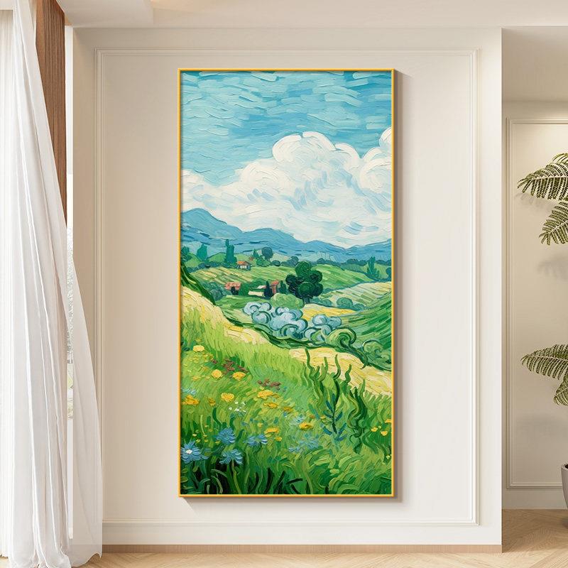 《绿色麦田》梵玄关装饰画世界名画大芬村油画走廊过道艺术挂画