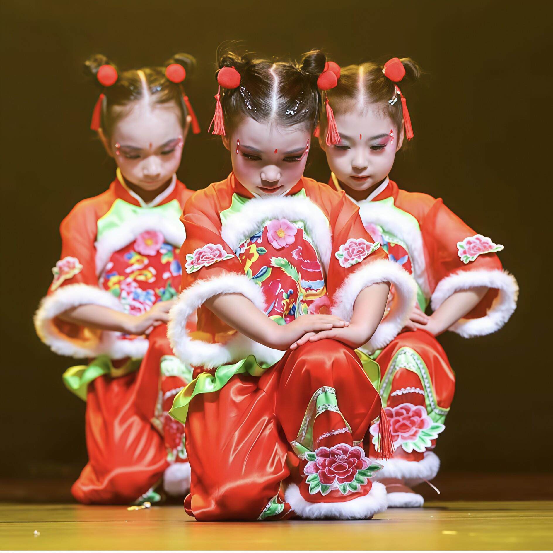 新款福娃闹春儿童演出服喜庆中国风秧歌舞蹈服梦娃妞妞看戏表演服