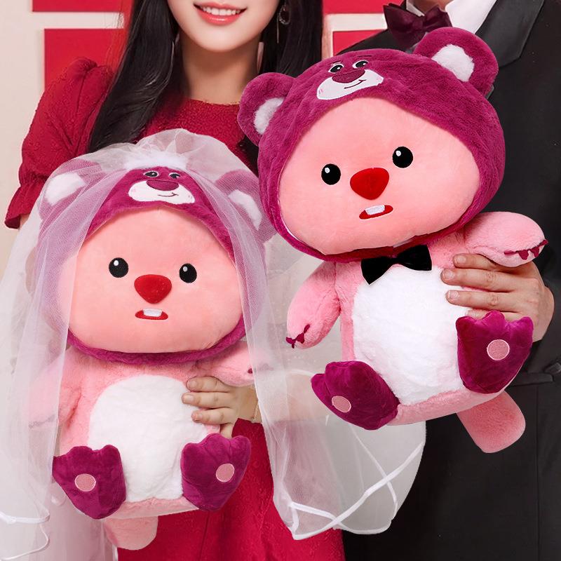 2025新款一对压床喜娃娃摆件新婚礼物送新娘公仔玩偶结婚用品大全
