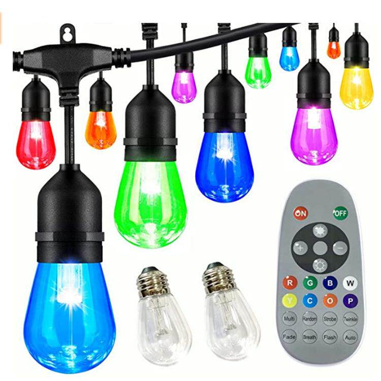 户外防水太阳能灯串LED灯丝灯串庭院围墙装饰气氛S14灯泡电商供应