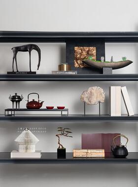 宋代美学新中式书柜书架装饰摆件茶室博古架展示柜办公室软装饰品