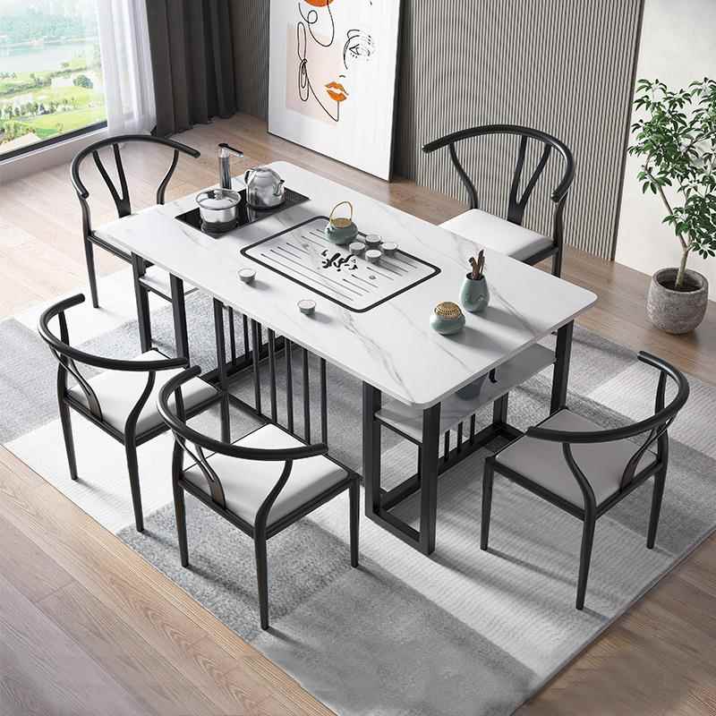 岩板桌面办公室EFZ桌椅组合茶奢轻家客厅泡茶几用茶桌一体一整套