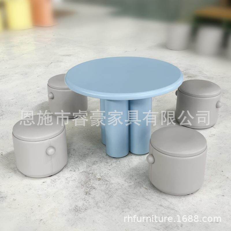 zdh现代简约售楼部处儿童桌椅组合幼儿园写字手工绘画桌