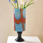 插花风艺术ins高级花瓶高摆件玻璃颜客高脚花瓶值中古感彩色餐厅