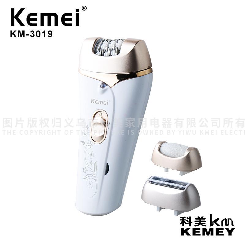 Kemei/科美把毛器KM-3019拔毛剃毛磨脚三合一双档调节女士除毛器