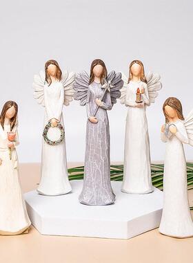 跨境北欧少女天使摆件树脂工艺品现家居客厅玄关桌面装饰摆件