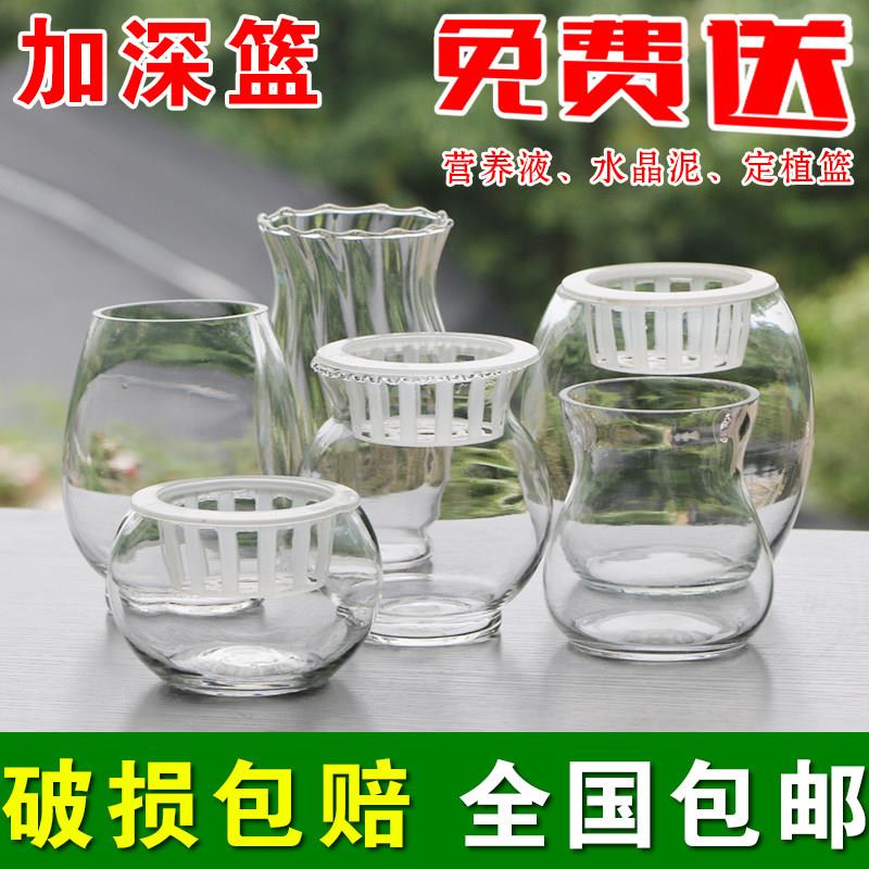 水培花盆植物玻璃生态鱼缸绿萝办公桌面加厚大号鱼缸透明器皿花瓶
