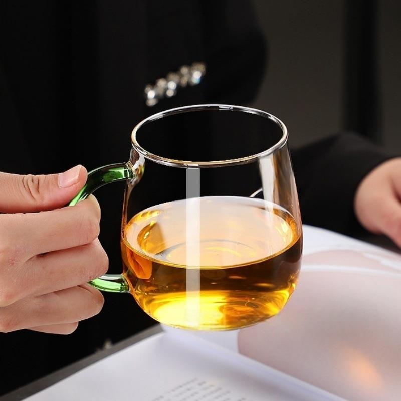 高硼硅耐热玻璃水杯蘑菇杯咖啡杯大号泡茶杯家用水杯办公杯可加热