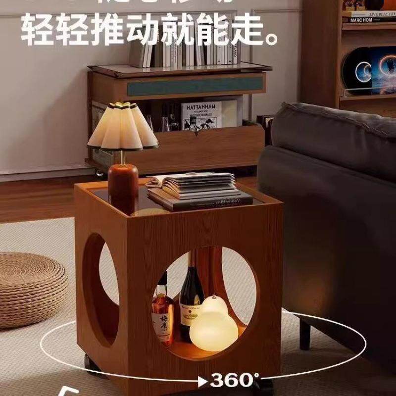 古风移动茶边中几客可厅沙发床角几家用头柜小MLT推车置物架