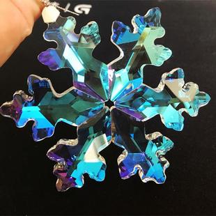 2018雪花车挂 挂件 高档限量年版 5周幻2彩渐变水晶大雪花汽车水晶