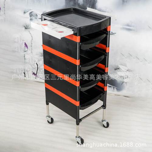 新款加固专用手推杠车复古美发车发廊工具小推车理发店烫染发型师