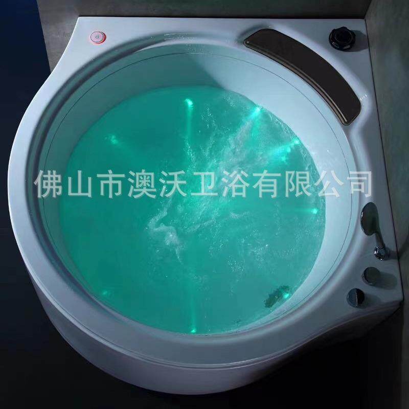 扇形双人瀑布出水恒温加热三角形按摩浴缸双人情侣按摩冲浪浴缸