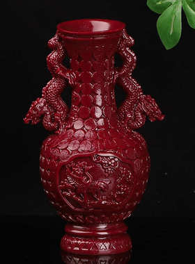 朱砂花开客厅富贵龙瓶花瓶玄关摆件招财家居装饰品乔迁装饰礼品·