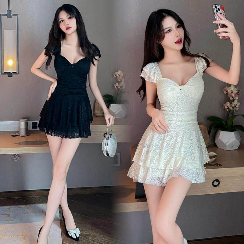 性感气质遮肚显瘦蕾丝短裙子按摩沐足会所技师工作服柔式工装